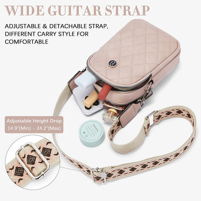 BOSTANTEN Small Cell Phone Crossbody Bags Trendy Quilted Leather Cross Body Wallet Purse Adjustable Strap