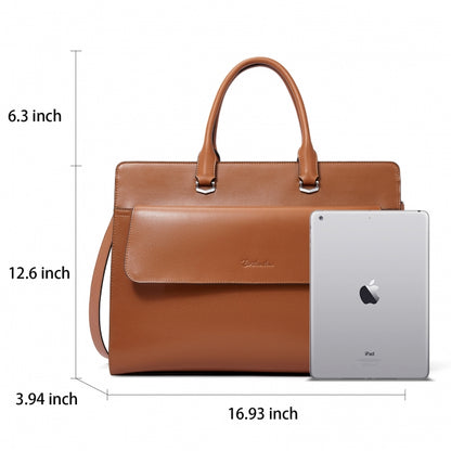 BOSTANTEN Briefcase for Women 15.6 Inch Laptop Shoulder Bag Leather Business Messenger Bags Black