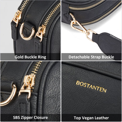 BOSTANTEN Crossbody Bags for Women Vegan Leather Purse Shoulder Handbags with Wide Strap