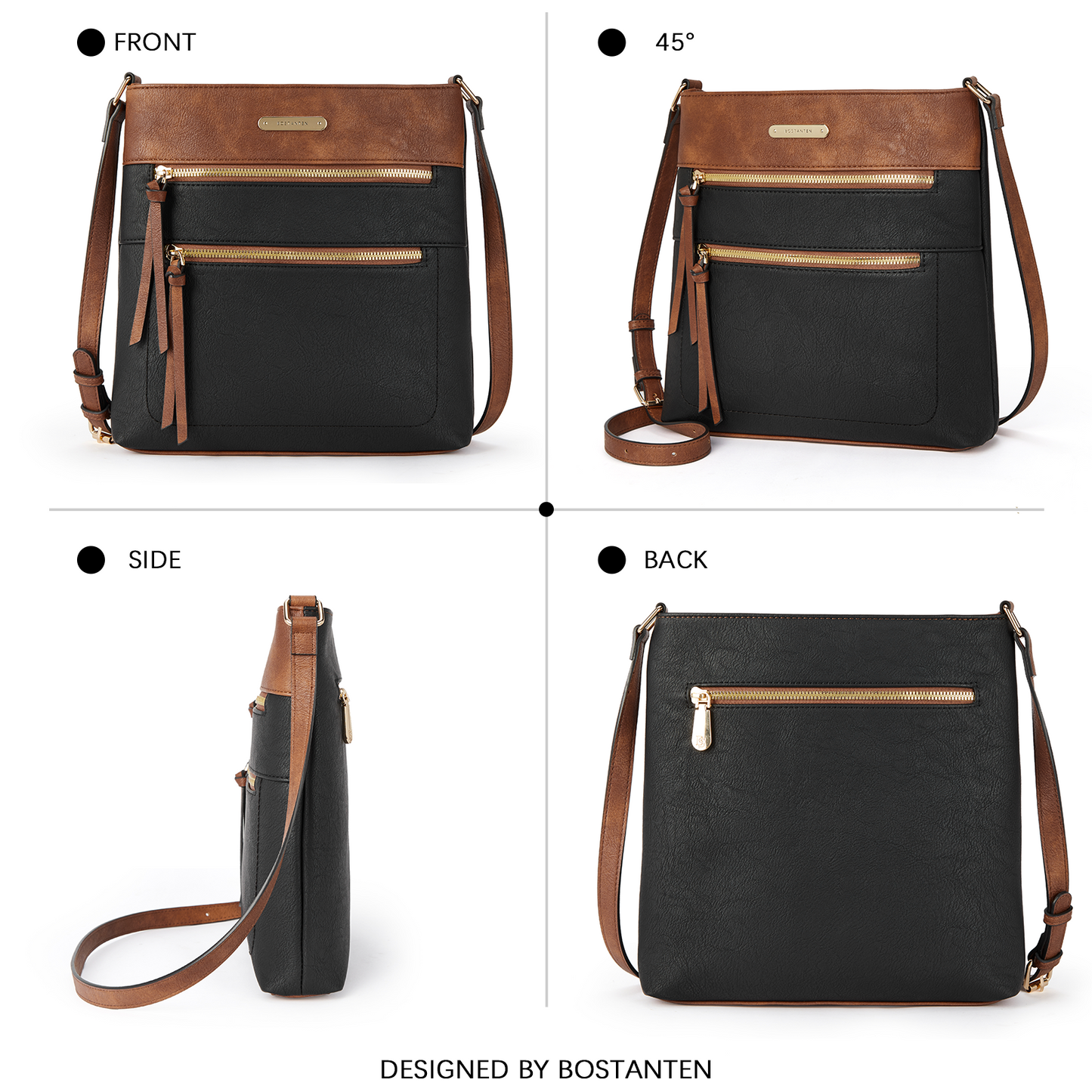 BOSTANTEN Crossbody Bags Purses for Women Trendy Soft Shoulder Handbags with Adjustable Strap Zipper Pocket Medium