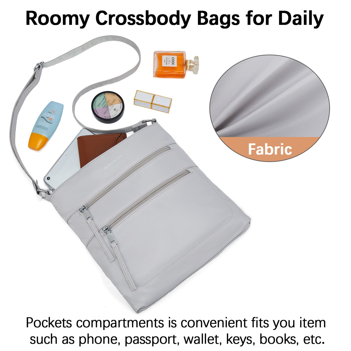 BOSTANTEN Crossbody Bags Purses for Women Trendy Soft Leather Shoulder Handbags with Adjustable Strap Zipper Pocket Medium