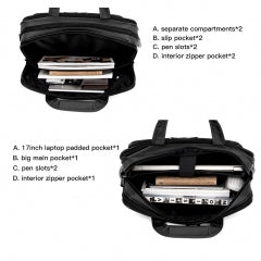 BOSTANTEN Briefcase for Men Laptop Bag 17 inch Water-resistant Lightweight Shoulder Messenger Bags Black