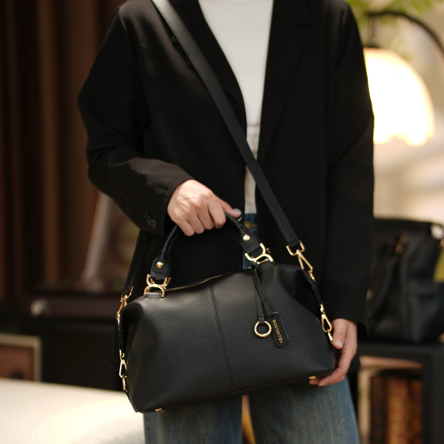 Nevin Genuine Leather Boston Handbag
