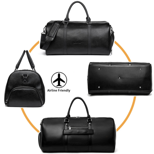 BOSTANTEN Genuine Leather Duffle Bag for Men Travel Overnight Gym Sports Luggage Duffel Bags