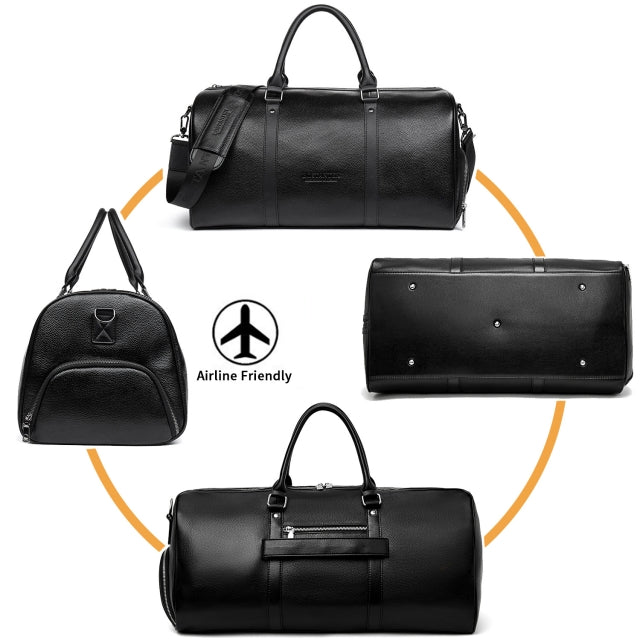 BOSTANTEN Genuine Leather Duffle Bag for Men Travel Overnight Gym
