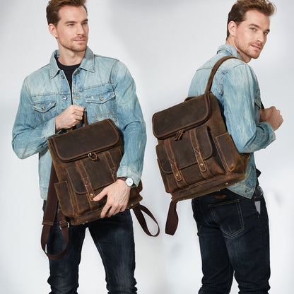 BOSTANTEN Leather Backpack 15.6 inch Laptop Backpack Vintage Travel Office Bag Large Capacity School Shoulder Bag