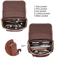 BOSTANTEN Men Leather Backpack 15.6 inch Vintage Laptop Backpack Travel School Shoulder Bag Brown