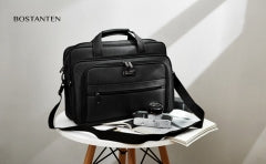 BOSTANTEN Briefcase for Men Laptop Bag 17 inch Water-resistant Lightweight Shoulder Messenger Bags Black