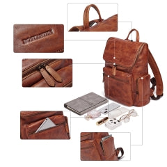 BOSTANTEN Men Leather Backpack 15.6 inch Vintage Laptop Backpack Travel School Shoulder Bag Brown